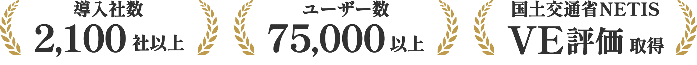 導入社数2,100社以上 ユーザー数7,500以上 国土交通省NETIS VE評価取得